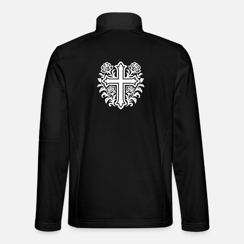 Cross Symbol Roses - Unisex Softshell Jacket - black