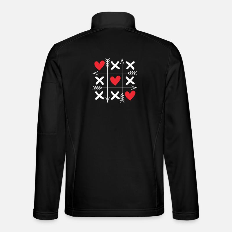 Tic Tac Toe Hearts Cute Matching Couples Valentine - Unisex Softshell Jacket - black
