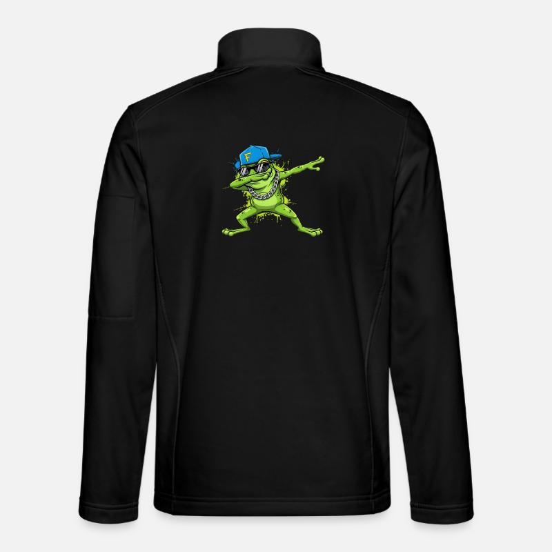 Hip-Hop Frog Dabbing Cartoon Design - Unisex Softshell Jacket - black
