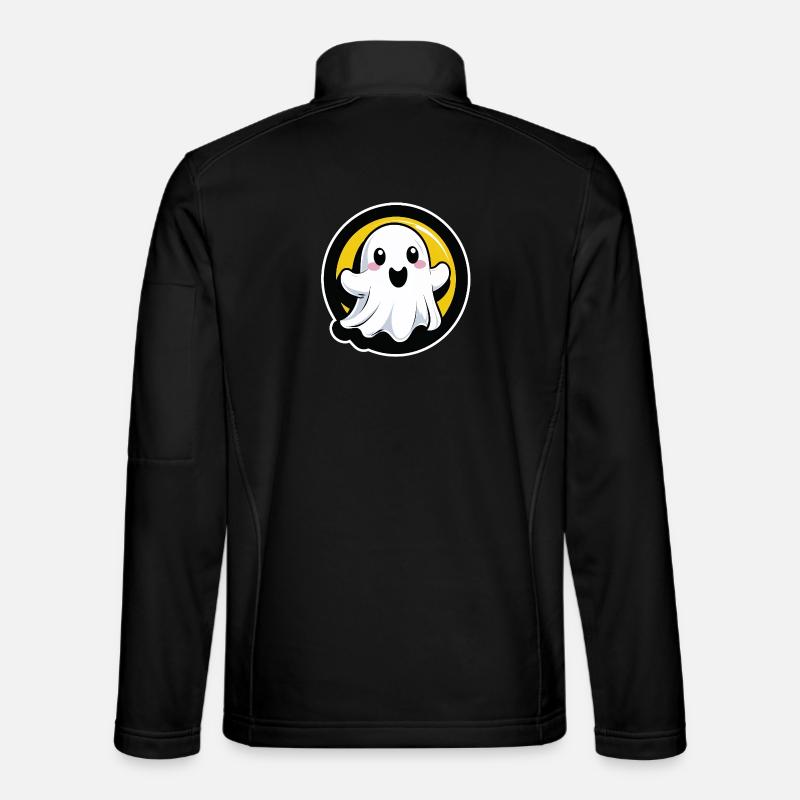 Kawaii ghost in a circle - Unisex Softshell Jacket - black