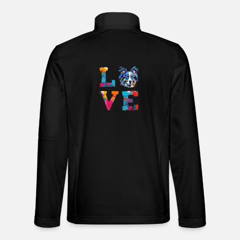Australian Shepherd adore la peinture colorée australienne Veste en tissu softshell Unisexe