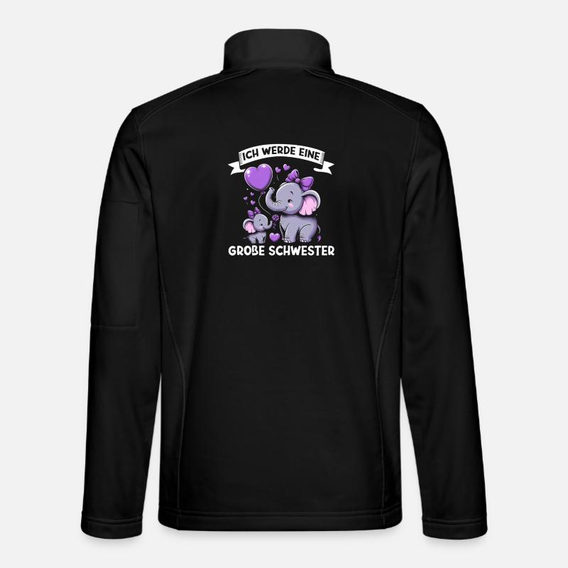 Big Sister Elephants Older Sibling - Unisex Softshell Jacket - black
