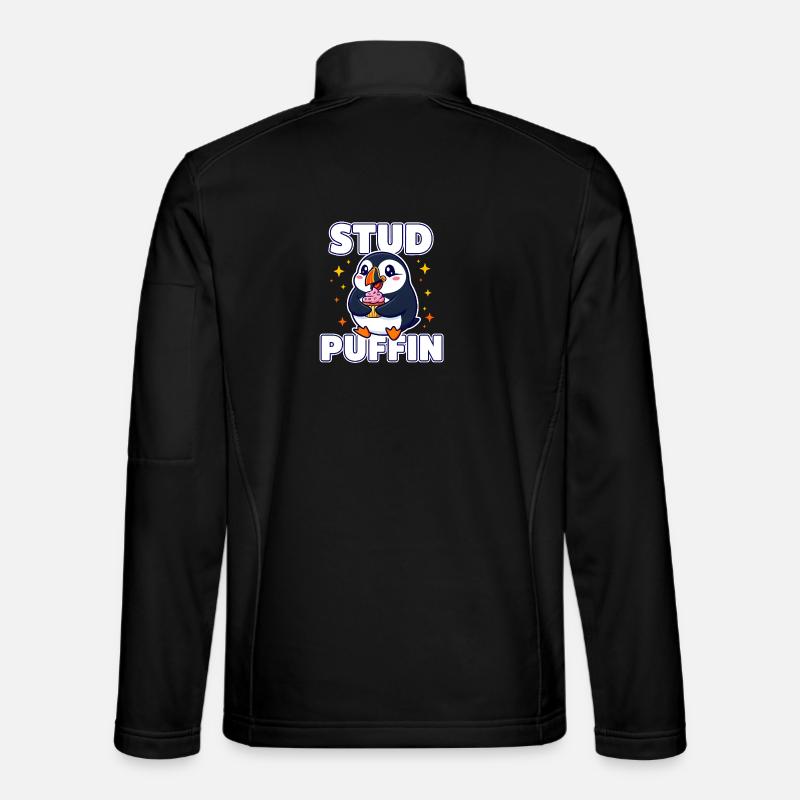 Stud Puffin Süßer Vogel Cupcake-Wortspiel Unisex Softshelljacke