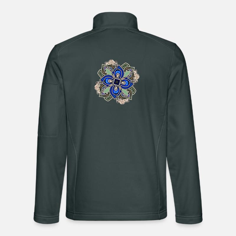 Teal Extravagant Mandala Flower Unisex Softshell Jacket