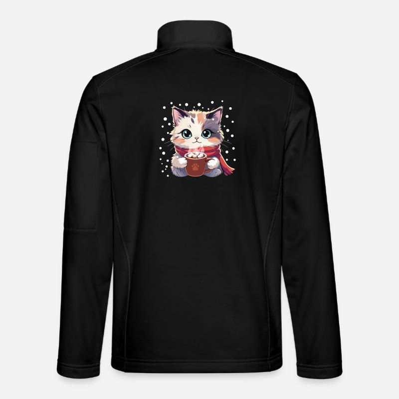 Winter Cozy Kitten - Unisex Softshell Jacket - black
