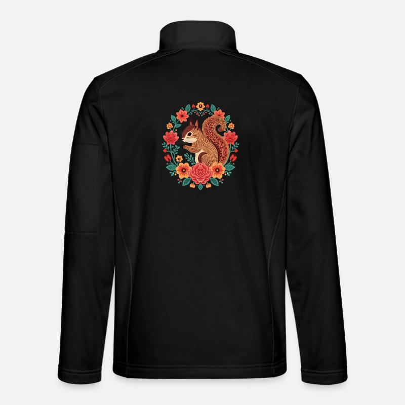 Eichhörnchen im Blumenkreis - Unisex Softshelljacke - Schwarz