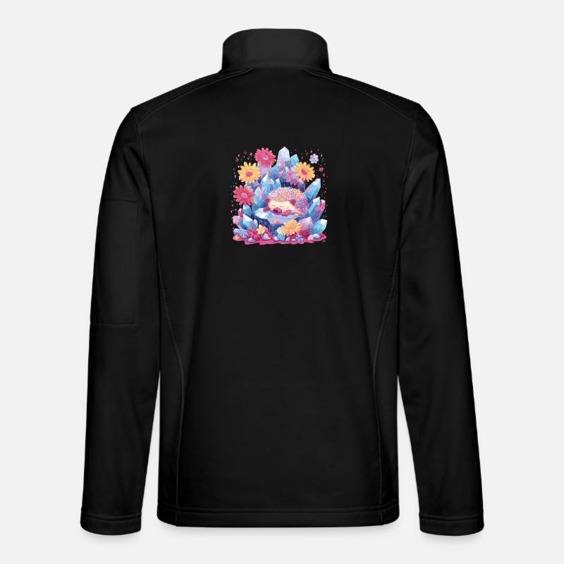 Sleeping hedgehog in the crystal garden - Unisex Softshell Jacket - black