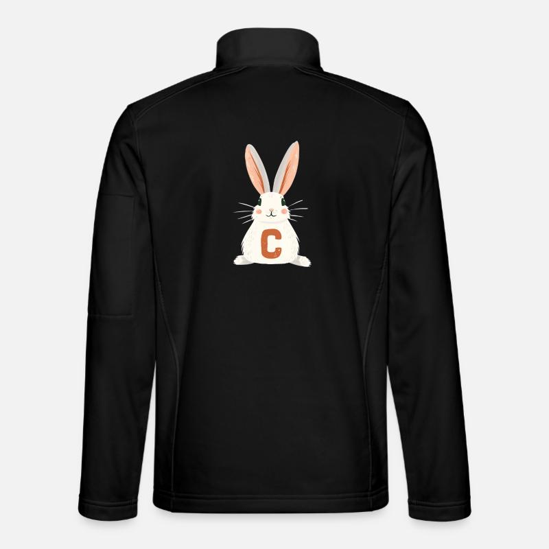 C -Letter - Bunny - Personalizable - Unisex Softshell Jacket - black