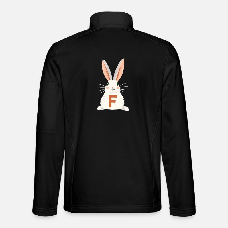 F -Buchstabe - Hase - Personalisierbar - Unisex Softshelljacke - Schwarz