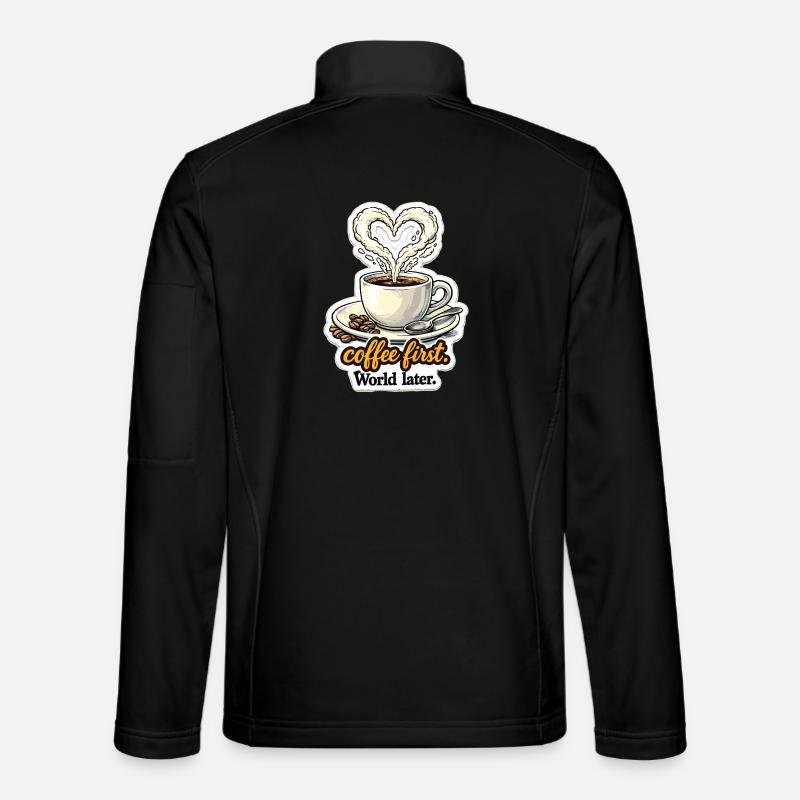 Coffee First Heart Design - Veste en tissu softshell Unisexe - noir
