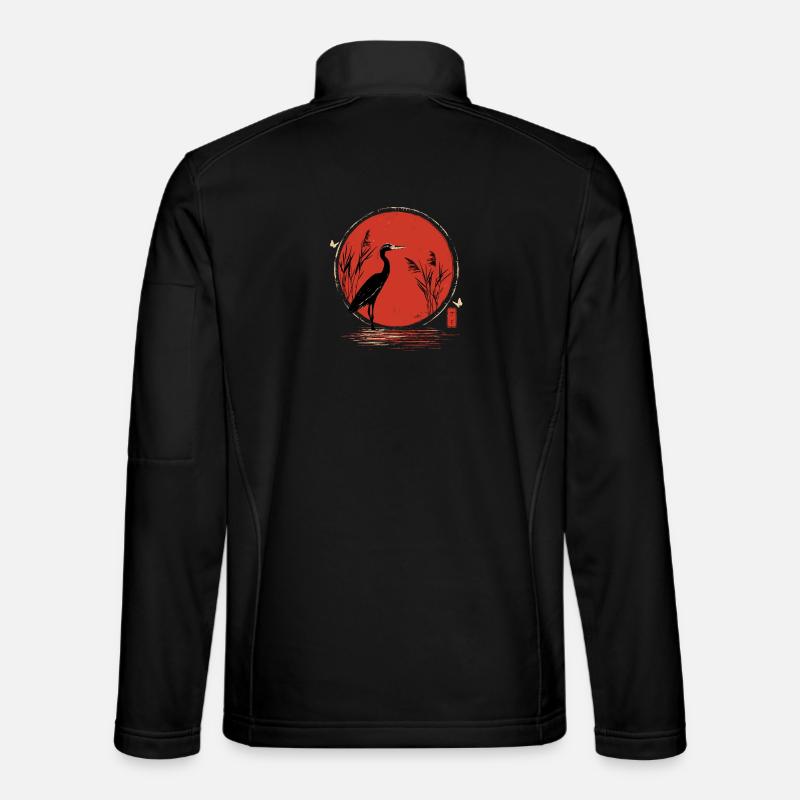 Red Crane Ukiyoe - Unisex Softshell Jacket - black
