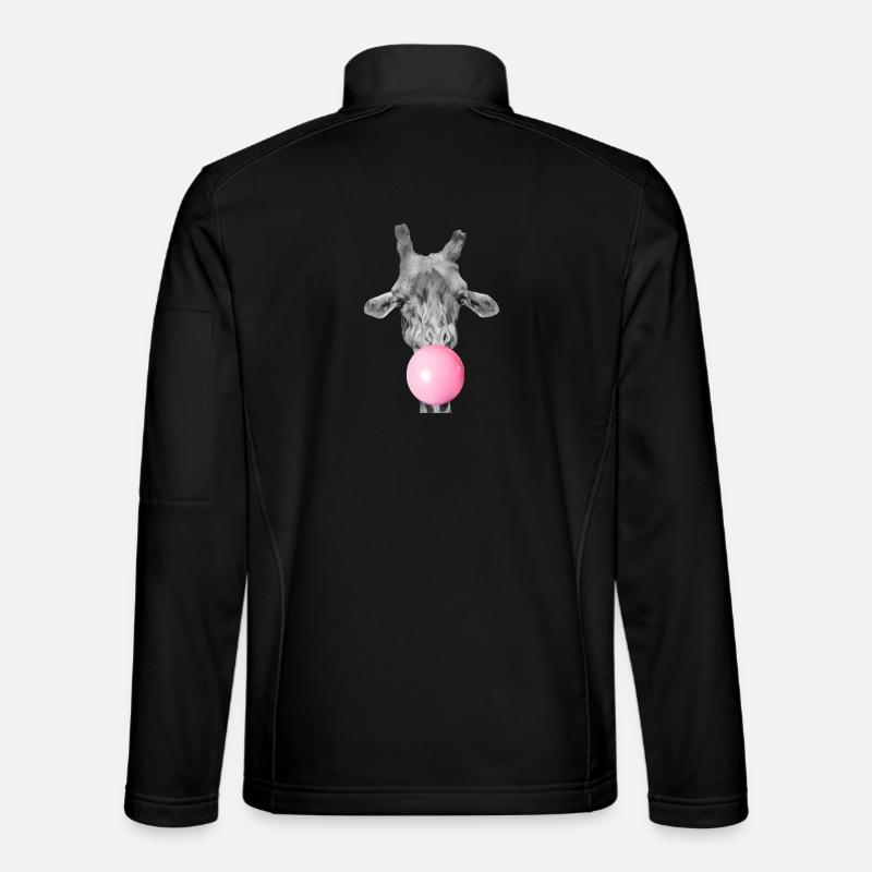 Giraffe Bubble Gum - Modern Funny Animal - Unisex Softshell Jacket - black