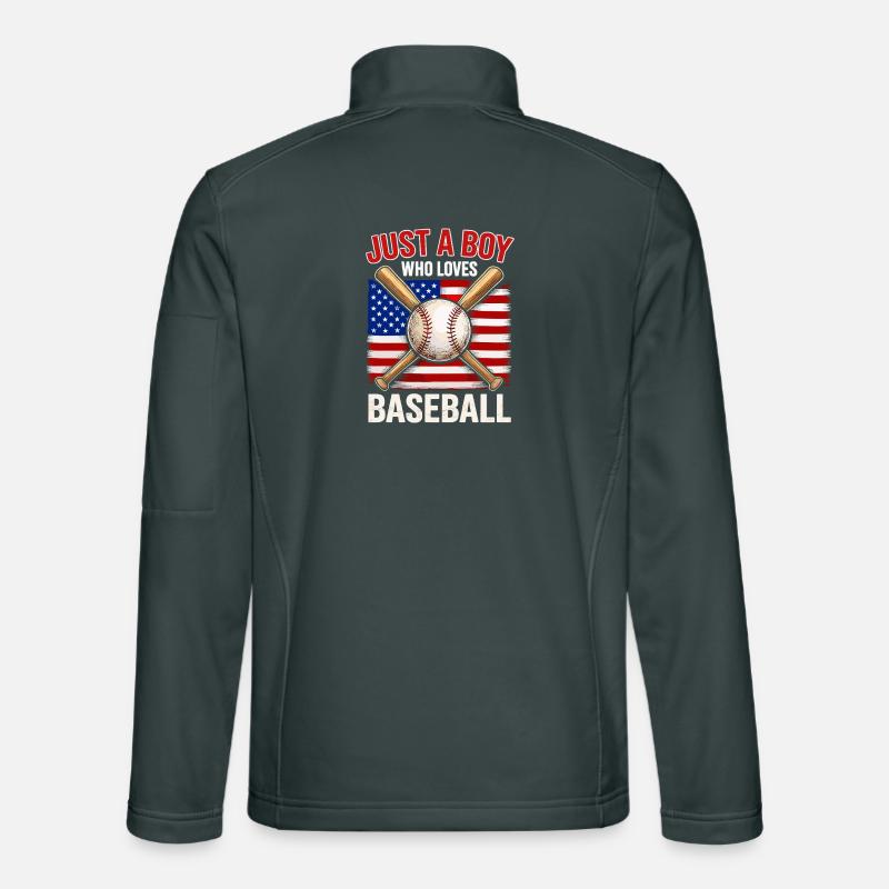 Garçon adore le baseball et le drapeau Veste en tissu softshell Unisexe