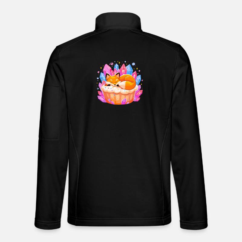 Sleeping fox in crystal cupcake - Unisex Softshell Jacket - black