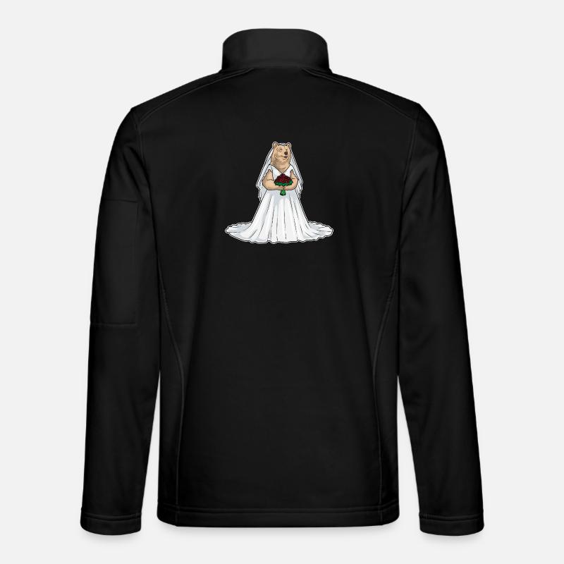 Bear Bridal Rose Wedding - Unisex Softshell Jacket - black
