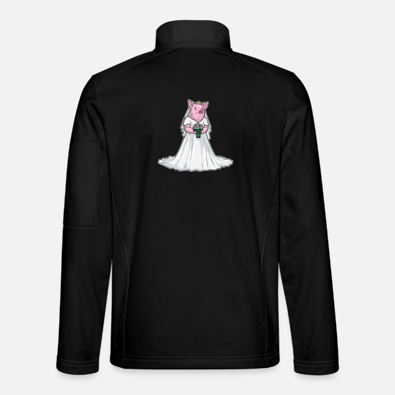 Pig Bridal Bouquet Wedding - Unisex Softshell Jacket - black