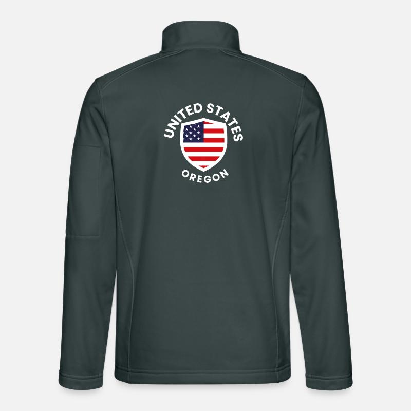 Bouclier de l’Oregon avec drapeau américain Veste en tissu softshell Unisexe