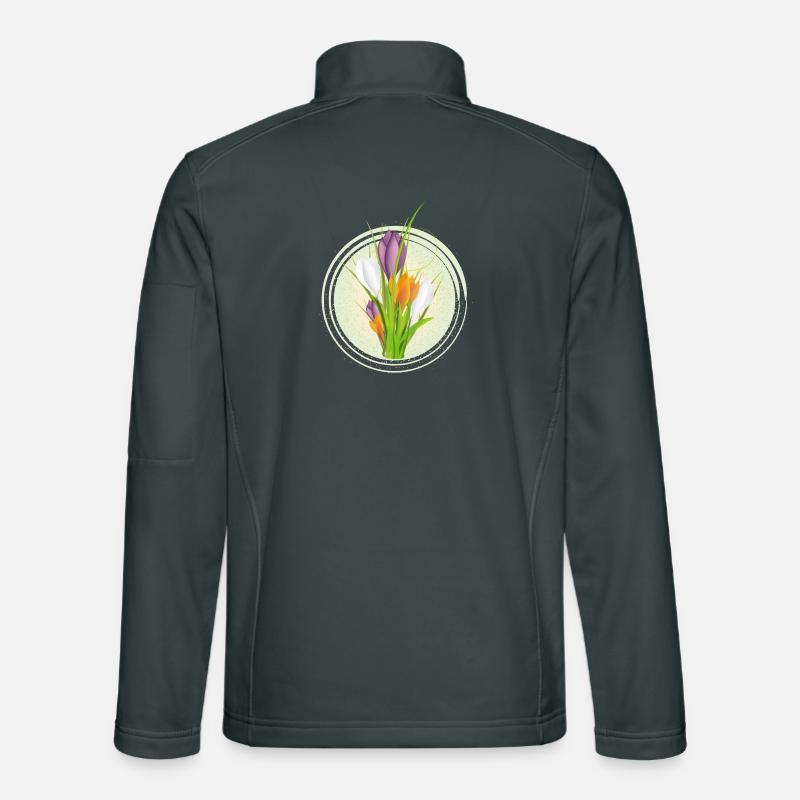 Delicate colorful crocuses in the spring circle Unisex Softshell Jacket