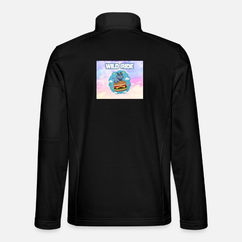 Wild Ride Hippo Burger Patch - Unisex Softshell Jacket - black