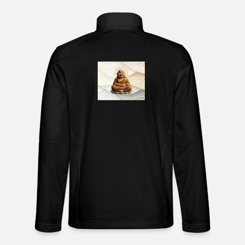 Buddha auf Blattmuster - Unisex Softshelljacke - Schwarz