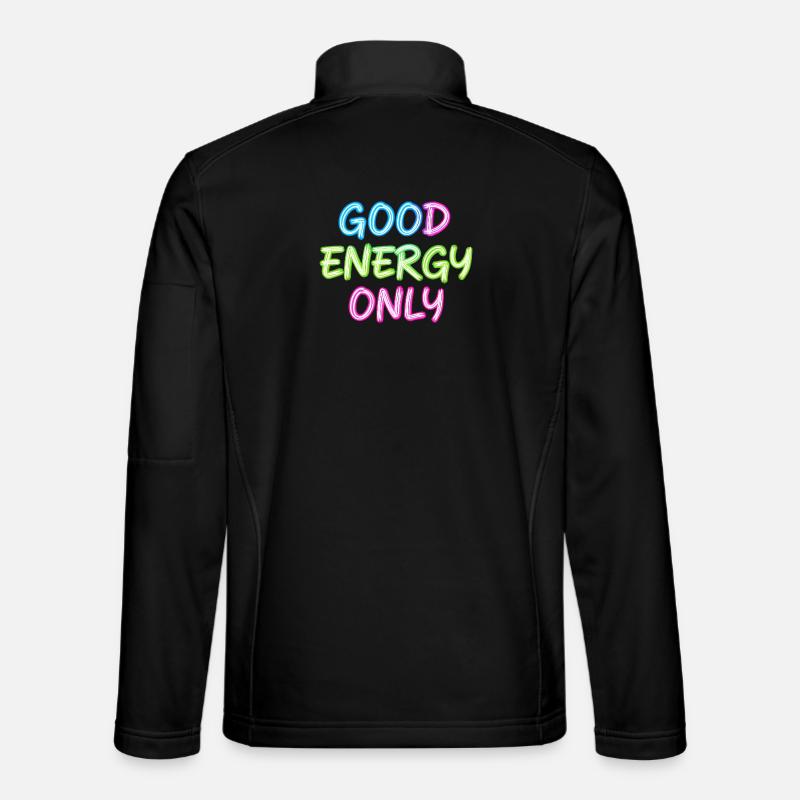 Neon Lettering Good Energy Only - Unisex Softshell Jacket - black