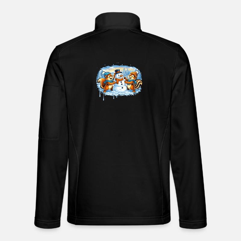 Funny Winter Animals Building a Snowman – Comic Unisex Softshell Jacket