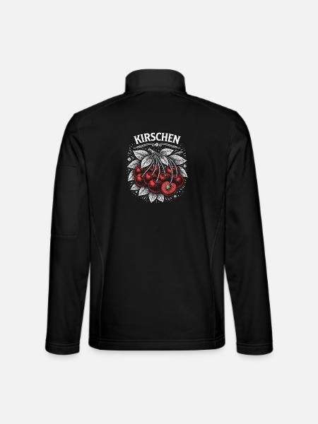 Cherries Botanical Vintage Print - Unisex Softshell Jacket - black - Back