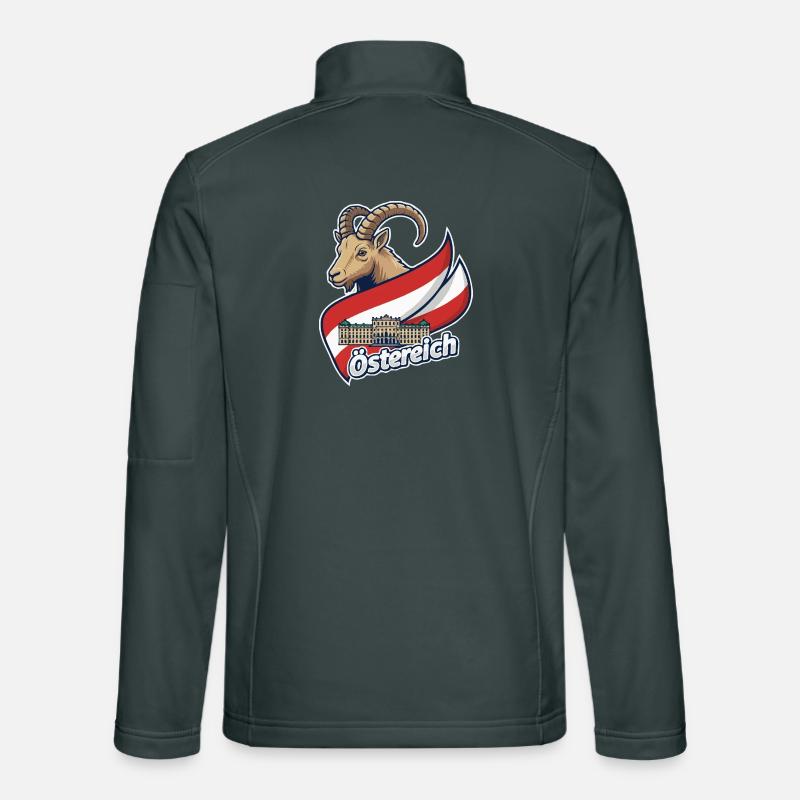 Bouquetin avec drapeau autrichien Veste en tissu softshell Unisexe
