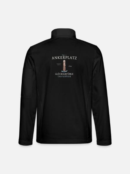 My anchorage Travemünde lighthouse, drawing - Unisex Softshell Jacket - black - Back