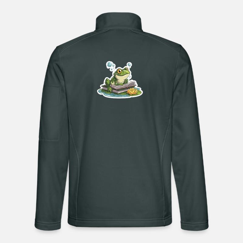 Lecture humoristique du bibliothécaire de Frog Reading Pond Veste en tissu softshell Unisexe