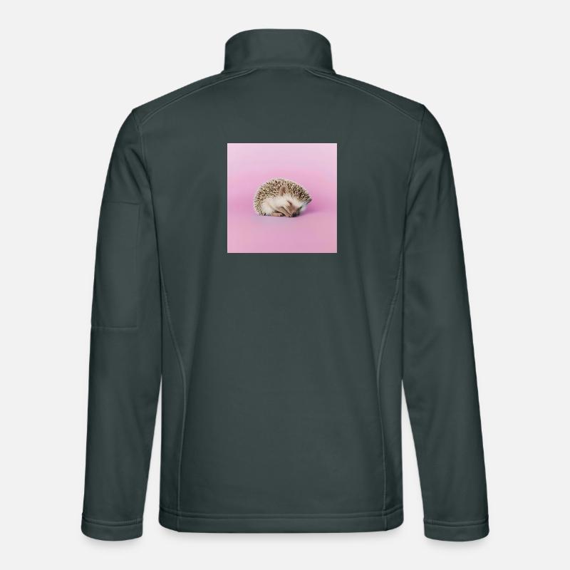 Schlafender Igel auf blassrosa Hintergrund Unisex Softshelljacke