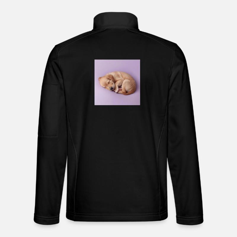Sleeping Puppy on Lilac Background - Unisex Softshell Jacket - black
