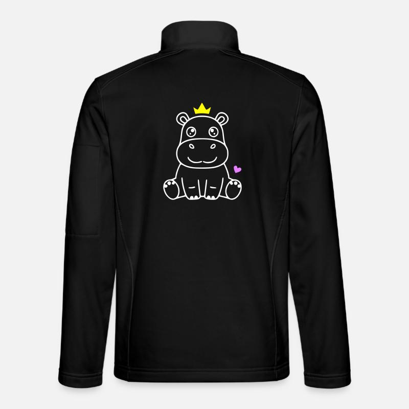 Nilpferd mit Krone Prinz Prinzessin - Unisex Softshelljacke - Schwarz