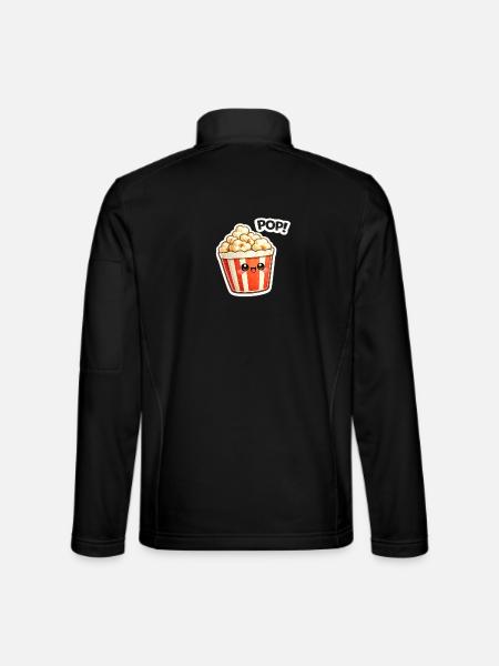 Motif de sourire popcorn Kawaii - Veste en tissu softshell Unisexe - noir - Dos