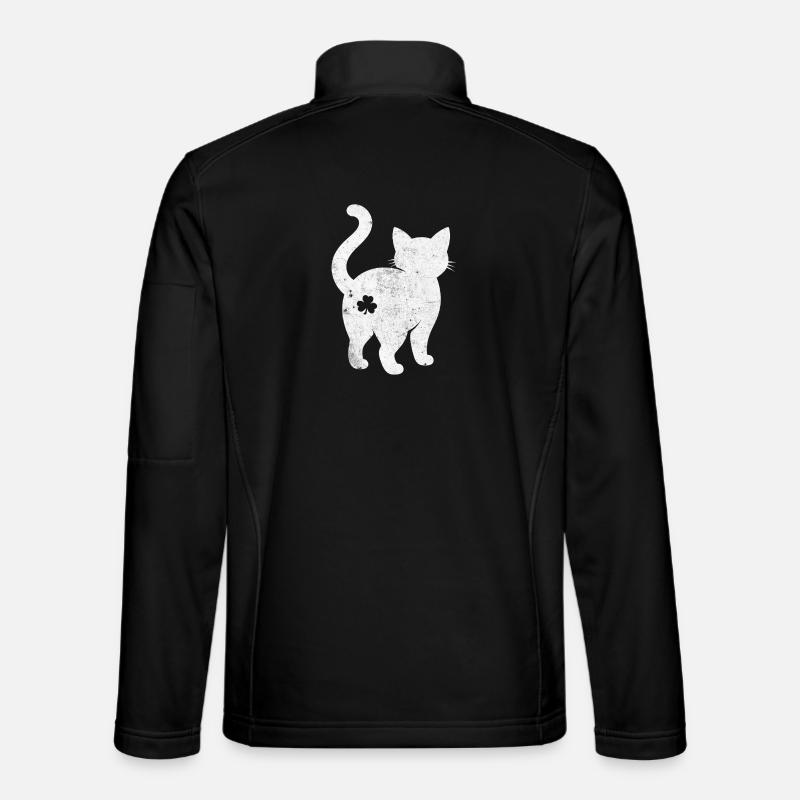 Silhouette de chat avec trèfle - Veste en tissu softshell Unisexe - noir