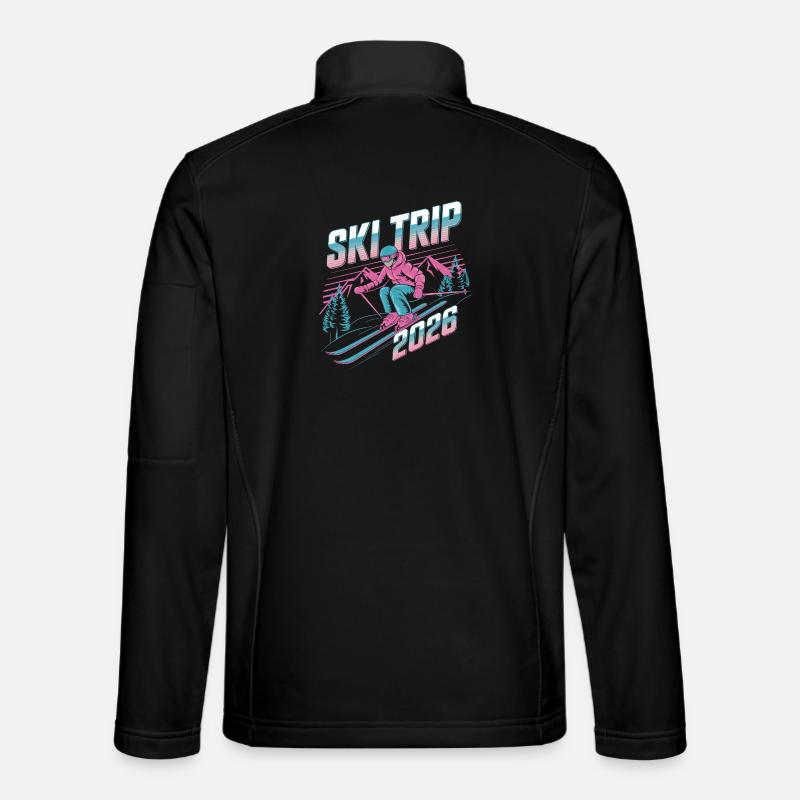 SkiTrip 2026 Retro Neon - Unisex Softshell Jacket - black