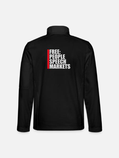 Free Speech Markets People Libertär Freiheit Logo - Unisex Softshelljacke - Schwarz - Hinten