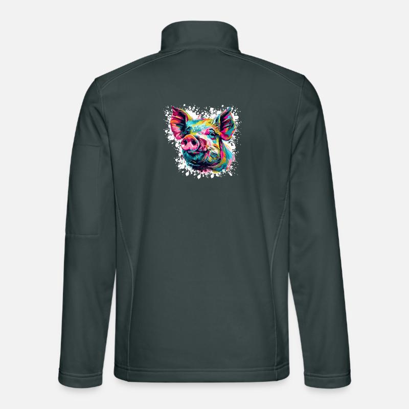Pop-Art Schwein Kopf Farbexplosion Unisex Softshelljacke