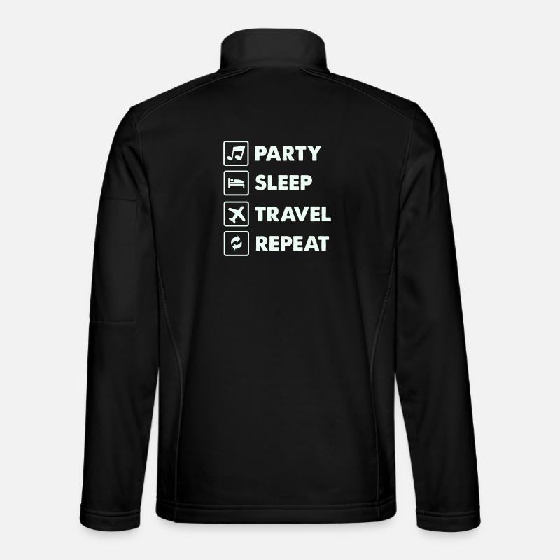 Party Sleep Travel Repeat - Unisex Softshell Jacket - black