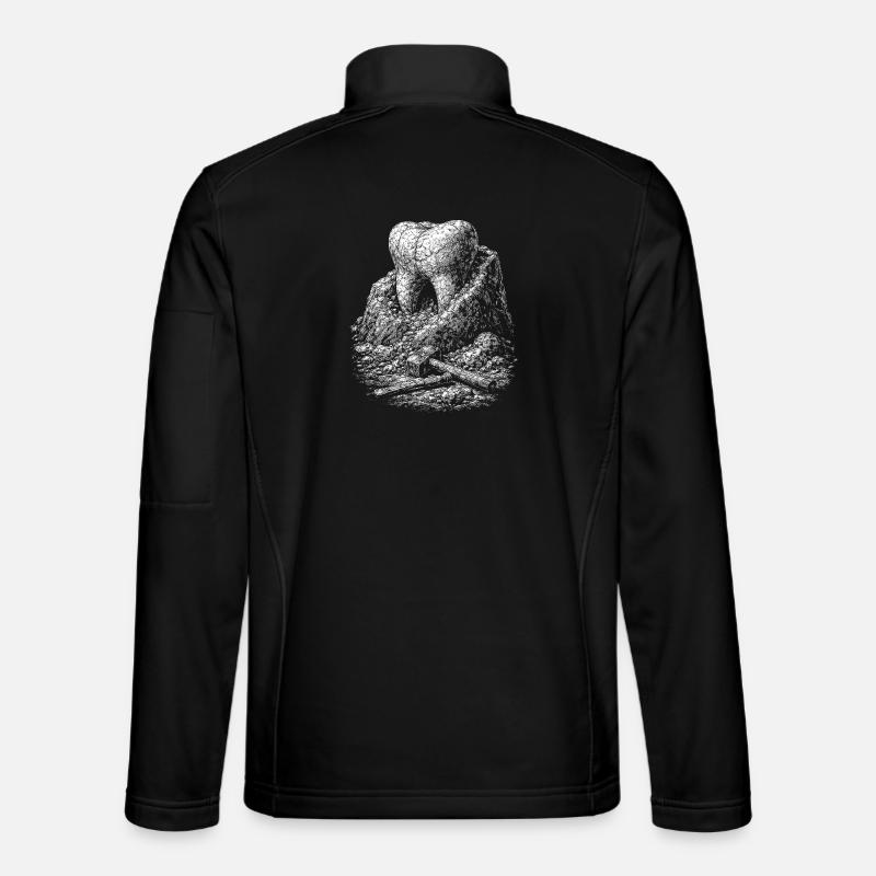Zahn im Felsen Monochromes Relief - Unisex Softshelljacke - Schwarz