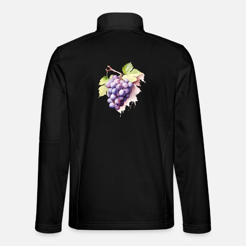 Grappe d’aquarelle de raisins - Veste en tissu softshell Unisexe - noir