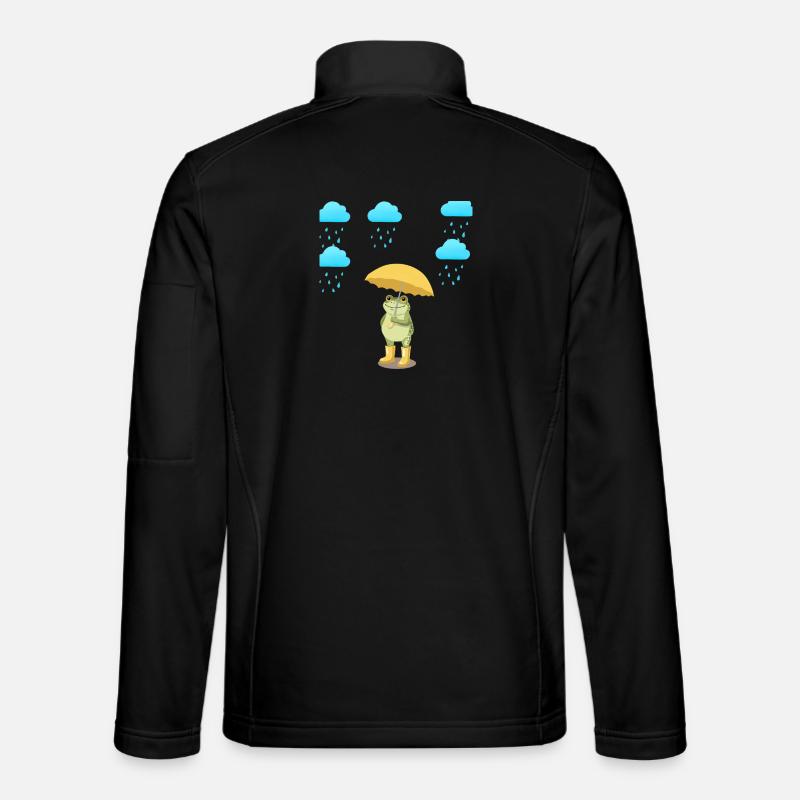 Frosch mit Regenschirm im Regen - Unisex Softshelljacke - Schwarz