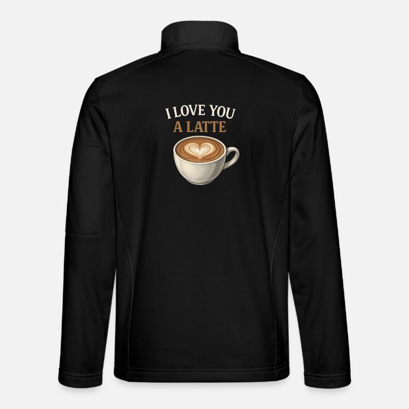 Ich liebe dich Ein Latte-Kaffee-Espresso-Koffein-Wortspiel - Unisex Softshelljacke - Schwarz