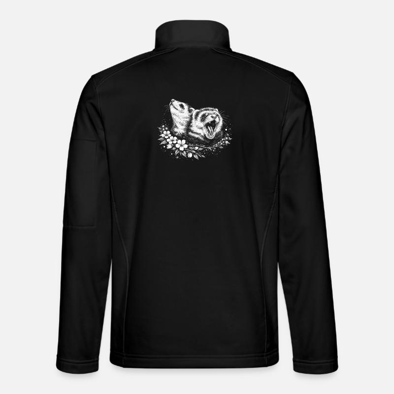 Frettchen im Blumenkreis - Unisex Softshelljacke - Schwarz