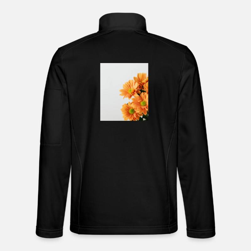 Daisy Orange Floral - Unisex Softshell Jacket - black