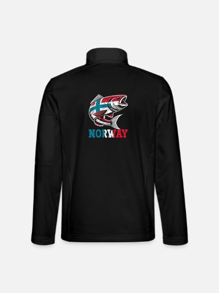 Norway Fischer Fish Angeln Angler Norwegen - Unisex Softshelljacke - Schwarz - Hinten