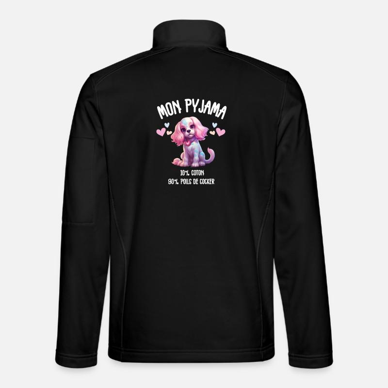 Pyjama Chien Cocker Drôle - Veste en tissu softshell Unisexe - noir