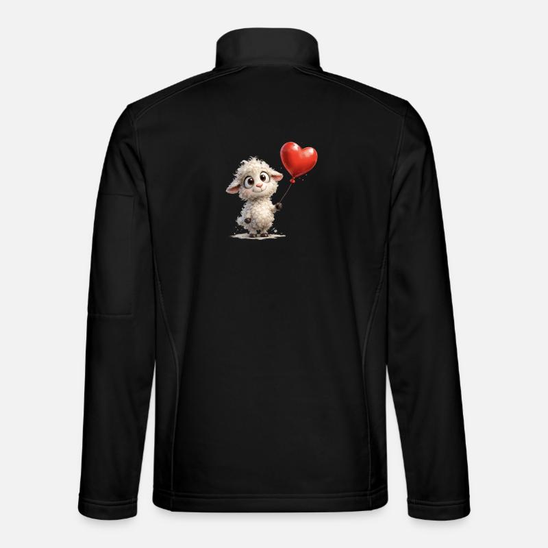 Lamm mit Herzballon - Unisex Softshelljacke - Schwarz