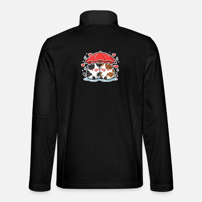Cow duo under umbrella - Unisex Softshell Jacket - black