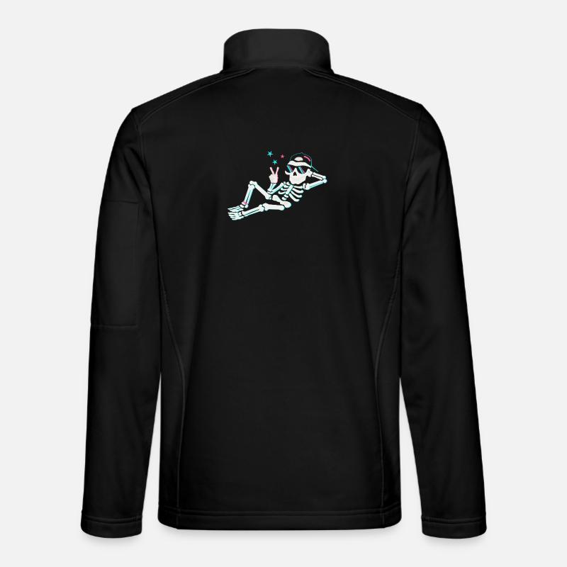 Skelett-Neonfrieden – Retro-Energie - Unisex Softshelljacke - Schwarz
